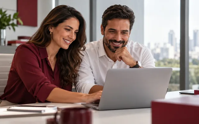 Profissionais de recursos humanos analisando os benefícios dos colaboradores no notebook